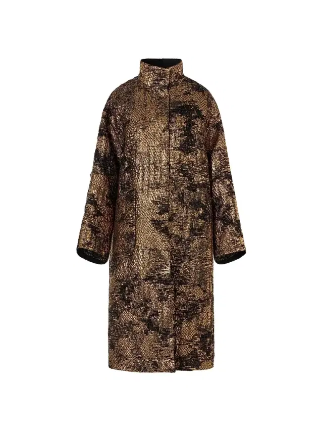 Akris Women's Lucas Jacquard Lamé Oversized Coat - Black Gold - Size 2