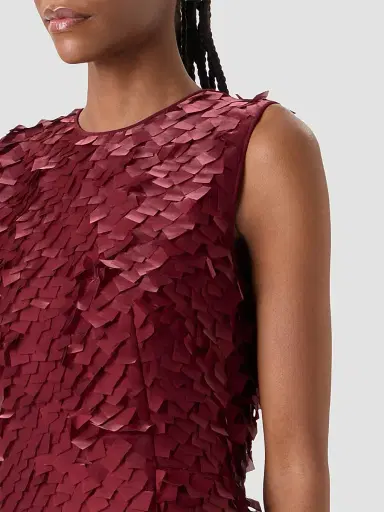 Akris Women's Silk-Organza Layered Tile Midi-Dress - Merlot Red - Size 14 | Thumbnail 4