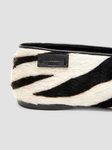 MOSCHINO Women's Duck Zebra-Print Calf Hair Ballerina Flats | Thumbnail 5 MOSCHINO Women's Duck Zebra-Print Calf Hair Ballerina Flats | Thumbnail 5