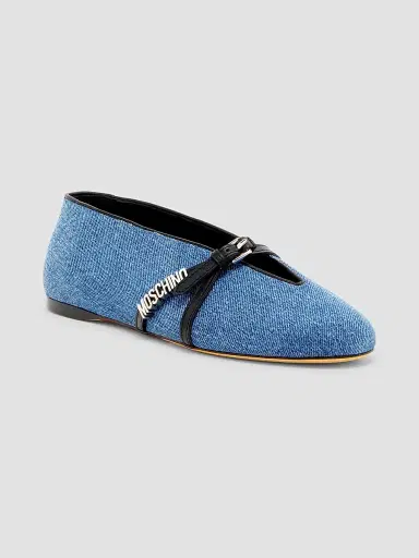 MOSCHINO Women's Duck Denim Ballet Flats | Thumbnail 2 MOSCHINO Women's Duck Denim Ballet Flats | Thumbnail 2