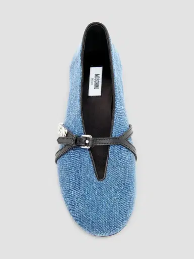 MOSCHINO Women's Duck Denim Ballet Flats | Thumbnail 4 MOSCHINO Women's Duck Denim Ballet Flats | Thumbnail 4