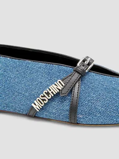 MOSCHINO Women's Duck Denim Ballet Flats | Thumbnail 5 MOSCHINO Women's Duck Denim Ballet Flats | Thumbnail 5