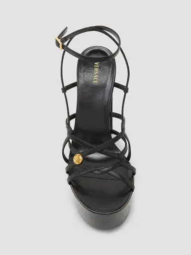 Versace Women's 140MM Medusa-Detail Leather Platform Sandals | Thumbnail 4