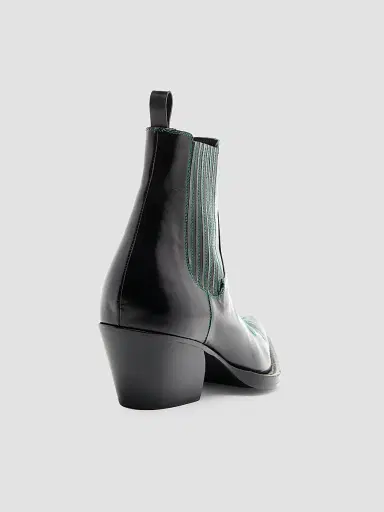 Marni Men's Polished Leather Western Chelsea Boots - Black Green - Size 10 | Thumbnail 2 Marni Men's Polished Leather Western Chelsea Boots - Black Green - Size 10 | Thumbnail 2