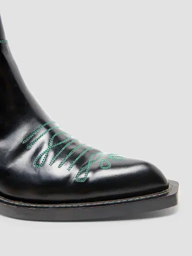 Marni Men's Polished Leather Western Chelsea Boots - Black Green - Size 10 | Thumbnail 3 Marni Men's Polished Leather Western Chelsea Boots - Black Green - Size 10 | Thumbnail 3