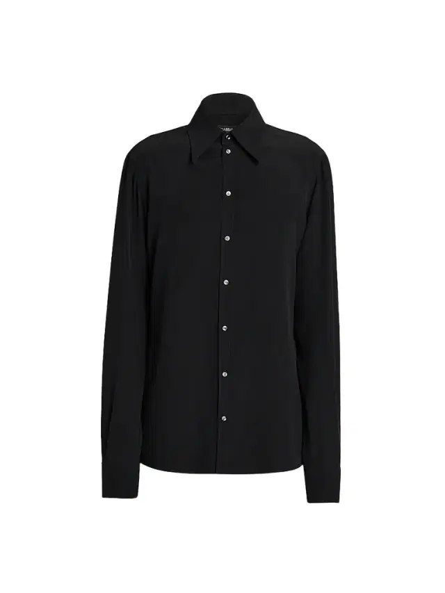 Dolce & Gabbana Men's Silk Georgette Shirt - Nero - Size 16.5