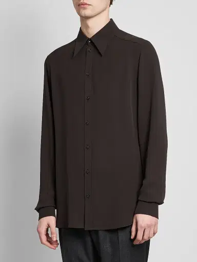 Dolce & Gabbana Men's Silk Georgette Shirt - Dark Brown - Size 16.5 | Thumbnail 4 Dolce & Gabbana Men's Silk Georgette Shirt - Dark Brown - Size 16.5 | Thumbnail 4