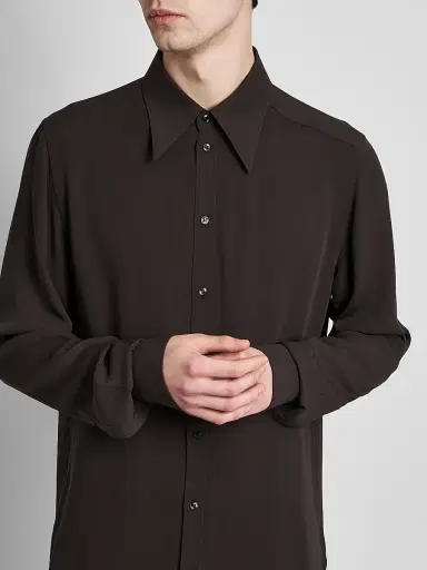 Dolce & Gabbana Men's Silk Georgette Shirt - Dark Brown - Size 16.5 | Thumbnail 5 Dolce & Gabbana Men's Silk Georgette Shirt - Dark Brown - Size 16.5 | Thumbnail 5