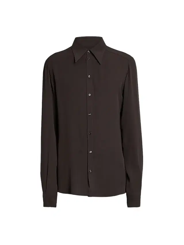 Dolce & Gabbana Men's Silk Georgette Shirt - Dark Brown - Size 16.5