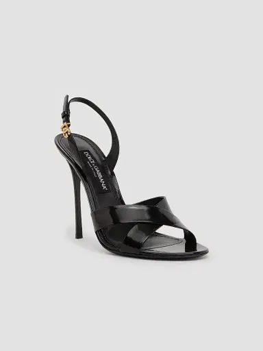 Dolce & Gabbana Women's 105MM Leather Slingback Sandals - Nero - Size 8 | Thumbnail 3