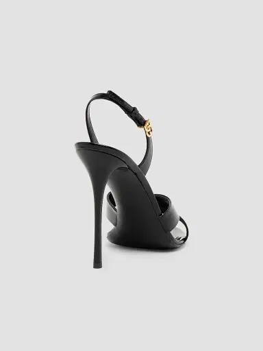 Dolce & Gabbana Women's 105MM Leather Slingback Sandals - Nero - Size 8 | Thumbnail 4