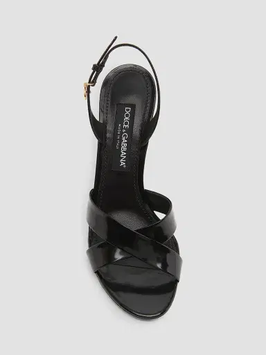 Dolce & Gabbana Women's 105MM Leather Slingback Sandals - Nero - Size 8 | Thumbnail 5
