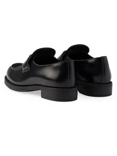 Prada Women's Brushed Leather Loafers - Black - Size 7 | Thumbnail 4