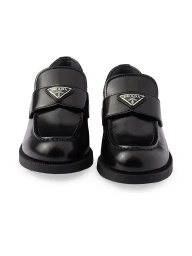 Prada Women's Brushed Leather Loafers - Black - Size 7 | Thumbnail 5