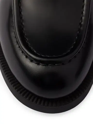 Prada Women's Brushed Leather Loafers - Black - Size 7 | Thumbnail 6