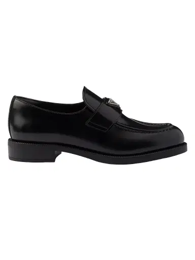 Prada Women's Brushed Leather Loafers - Black - Size 7 | Thumbnail 1