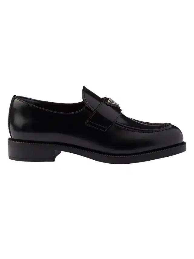 Prada Women's Brushed Leather Loafers - Black - Size 7