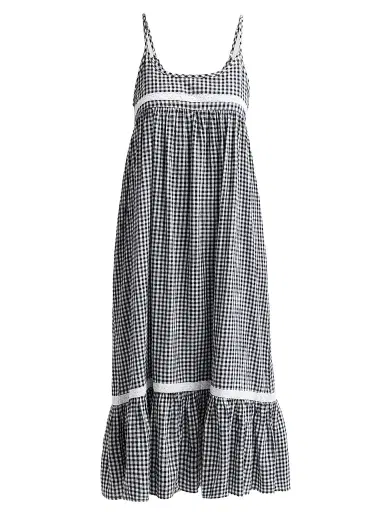 Papinelle Women's Checked Lace-Trim Cotton-Blend Seersucker Nightie | Thumbnail 1 Papinelle Women's Checked Lace-Trim Cotton-Blend Seersucker Nightie | Thumbnail 1