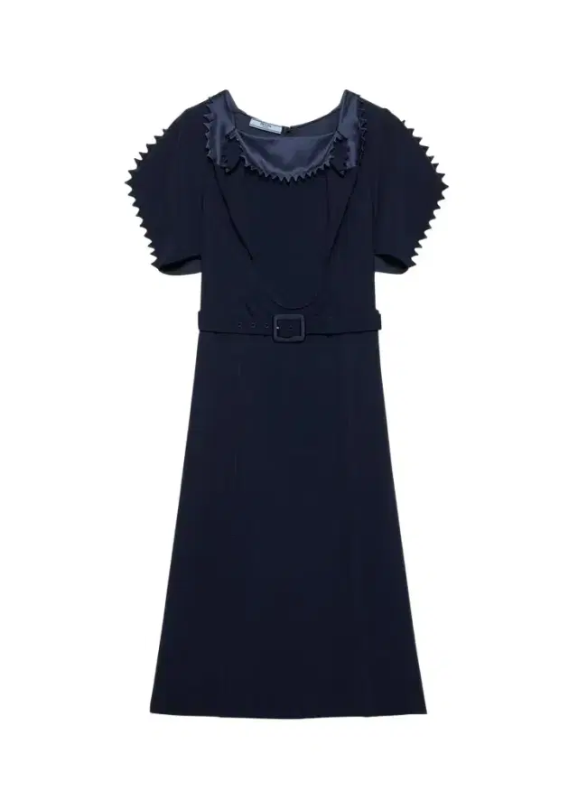 Prada Puffy-Sleeve Belted Crepe De Chine Midi Dress