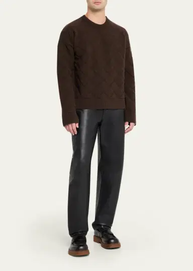 Bottega Veneta Men's Intrecciato Wool Knit Crewneck Sweater | Thumbnail 2 Bottega Veneta Men's Intrecciato Wool Knit Crewneck Sweater | Thumbnail 2