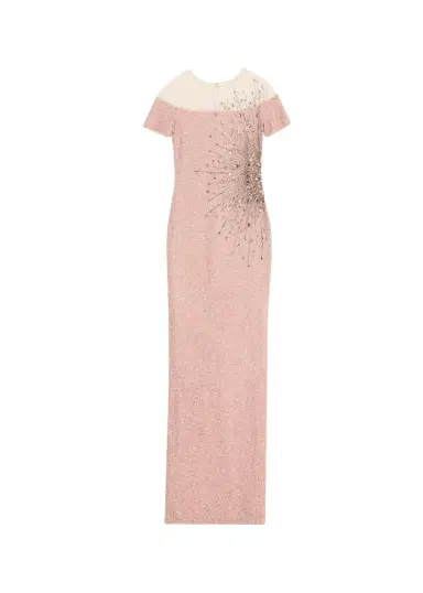 PAMELLA ROLAND Signature Sequined Off-Shoulder Illusion Gown | Thumbnail 1