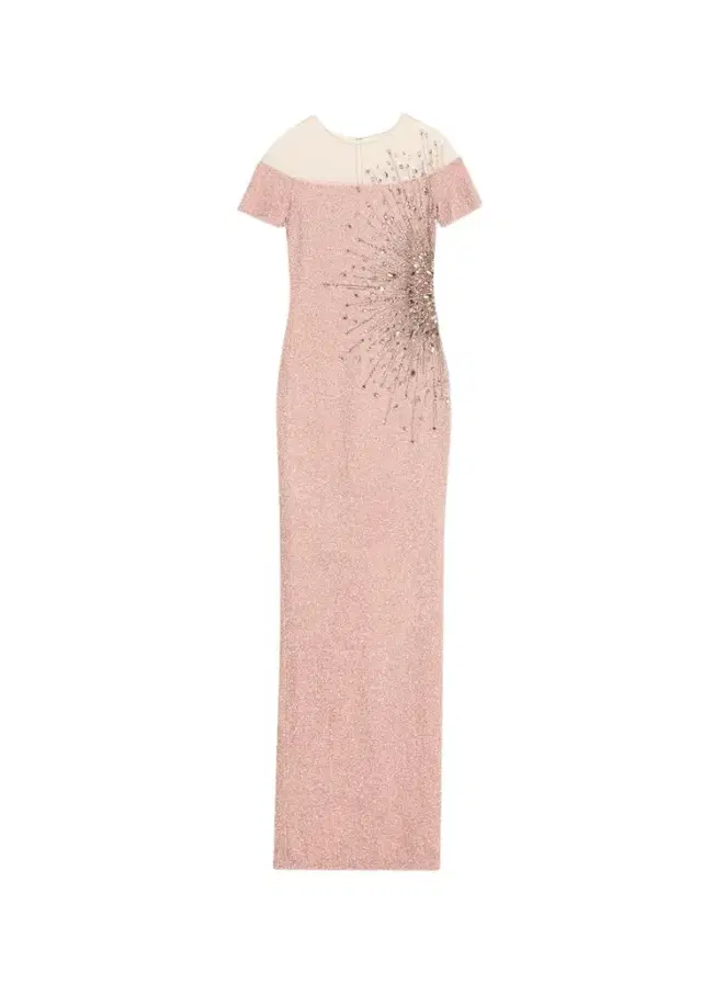 PAMELLA ROLAND Signature Sequined Off-Shoulder Illusion Gown