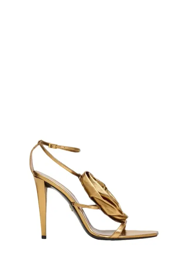 Giuseppe Zanotti 105mm Flower Metallic Leather Ankle-Strap Sandals