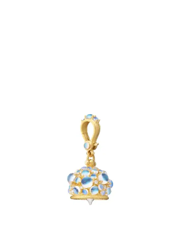 Paul Morelli 18K Yellow Gold #3 Cabochon Moonstone Meditation Bell with Diamonds