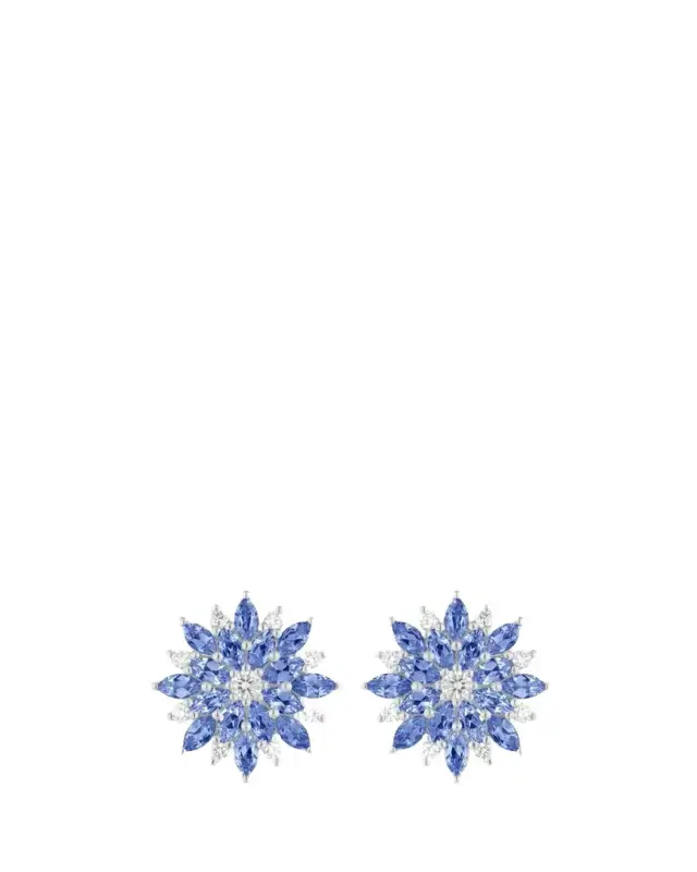 Paul Morelli 18K White Gold Diamond and Blue Sapphire Dahlia Stud Earrings