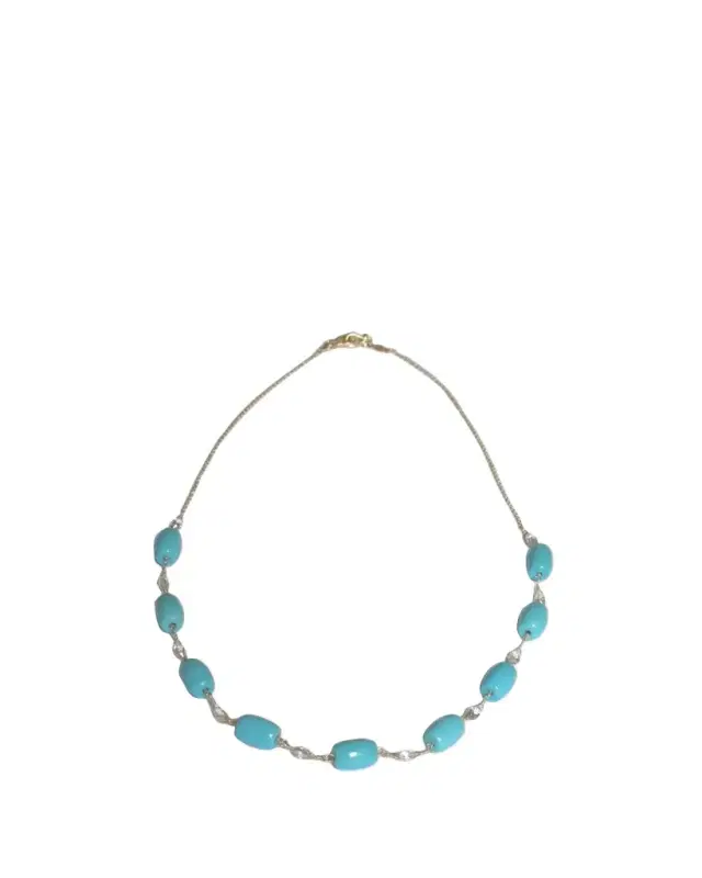 Paul Morelli 18K Yellow Gold Diamond Briolette and Turquoise Necklace, 36"L