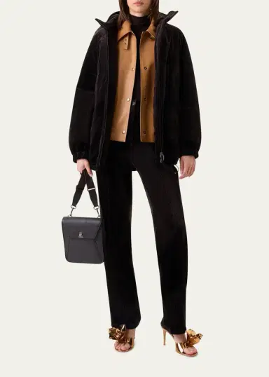 Akris Wednesday Corduroy Oversized Parka Jacket With Detachable Hood | Thumbnail 2