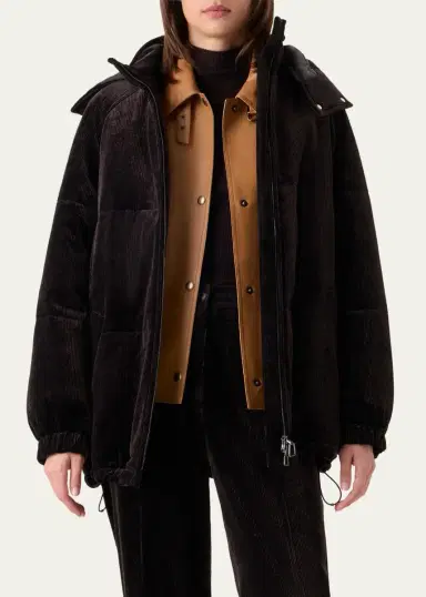 Akris Wednesday Corduroy Oversized Parka Jacket With Detachable Hood | Thumbnail 4