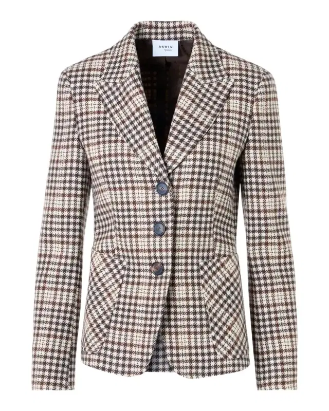 Akris punto Tweed Check Wool-Blend Blazer