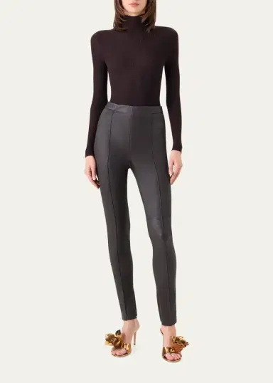 Akris Flame Leather Skinny-Leg Ankle Pants | Thumbnail 2