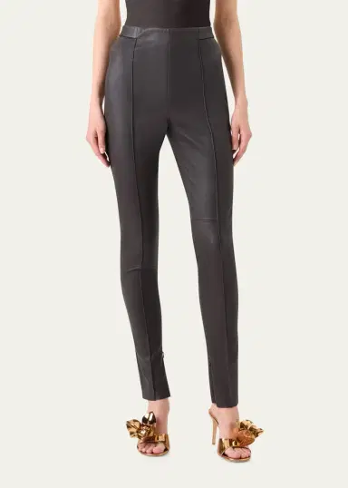 Akris Flame Leather Skinny-Leg Ankle Pants | Thumbnail 4