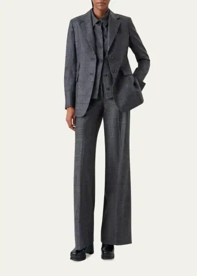 Akris Fior Prince of Whales Wool Flannel Wide-Leg Pants | Thumbnail 2 Akris Fior Prince of Whales Wool Flannel Wide-Leg Pants | Thumbnail 2