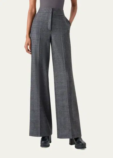 Akris Fior Prince of Whales Wool Flannel Wide-Leg Pants | Thumbnail 4 Akris Fior Prince of Whales Wool Flannel Wide-Leg Pants | Thumbnail 4