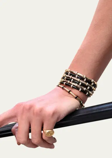 SIDNEY GARBER 18K Yellow Gold Black Enamel Carly Bracelet with Diamonds | Thumbnail 2