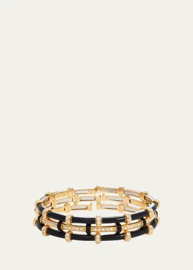 SIDNEY GARBER 18K Yellow Gold Black Enamel Carly Bracelet with Diamonds | Thumbnail 3