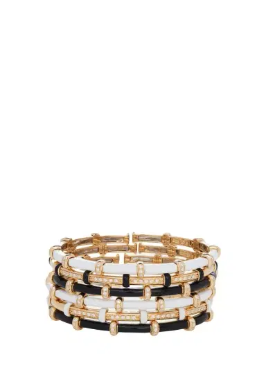 SIDNEY GARBER 18K Yellow Gold Black Enamel Carly Bracelet with Diamonds | Thumbnail 1