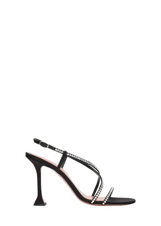 Amina Muaddi 95mm Crystal Satin Strappy Sandals