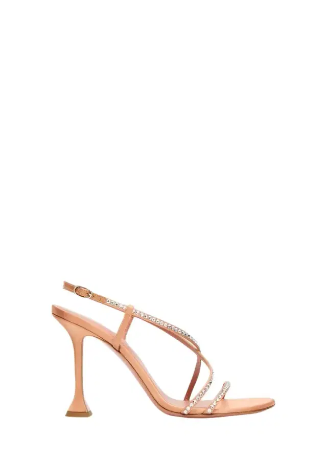 Amina Muaddi Sally 95MM Crystal-Embellished Silk Sandals