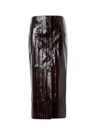 Akris Lacquered Eel Leather Slit Midi Pencil Skirt | Thumbnail 1