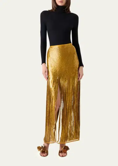 Akris Sequined Fringe Midi Skirt | Thumbnail 2