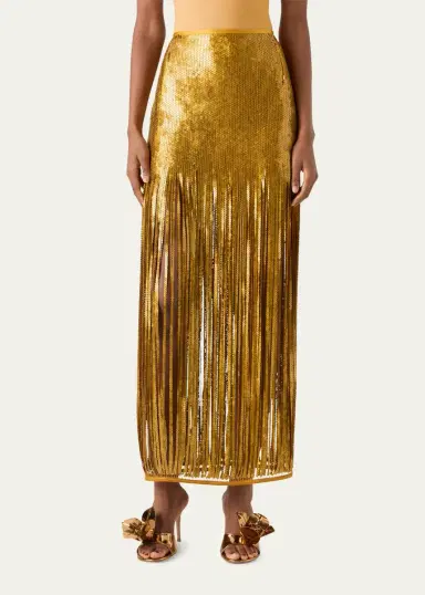Akris Sequined Fringe Midi Skirt | Thumbnail 4