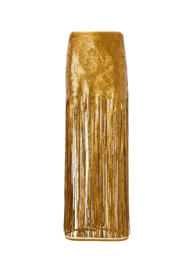 Akris Sequined Fringe Midi Skirt