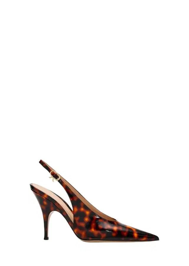 Gianvito Rossi 95mm Sofia Tortoiseshell Patent Leather Slingback Pumps