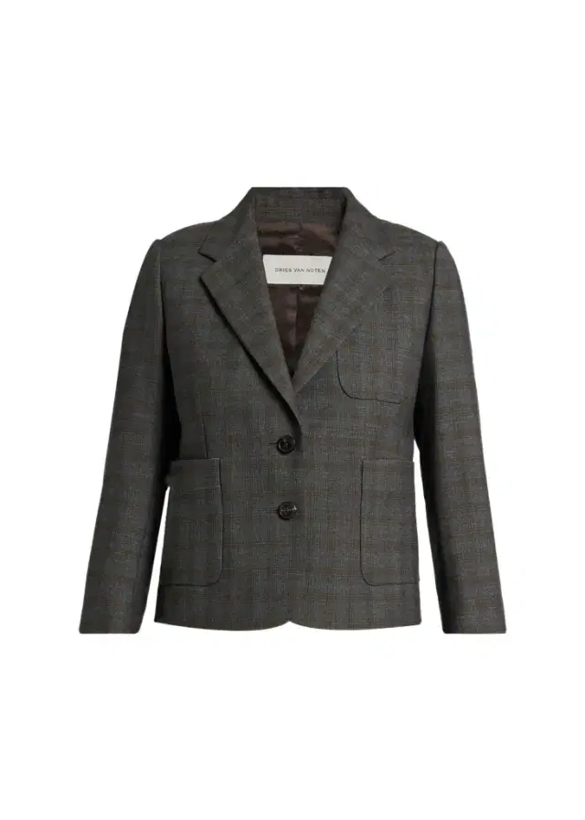Dries Van Noten Check Single-Breasted Shrunken Jacket