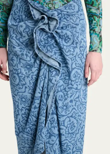 Dries Van Noten Sinas Floral Denim Ruffle Midi Skirt | Thumbnail 5