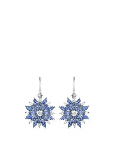 Paul Morelli 18K White Gold Dahlia Blue Sapphire and White Diamond Wire Earrings | Thumbnail 2